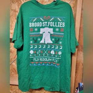 Green Broad St. Follies‎ Christmas T-Shirt Philadelphia Sports Size XXL